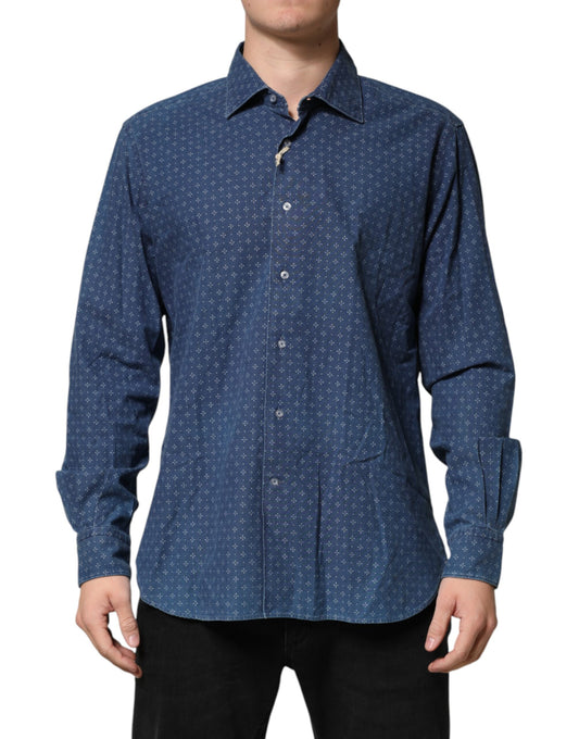 Orian 1968 Blue Button Down Long Sleeves Men Shirt