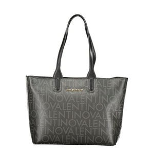 Mario Valentino "Black Polyurethane Women Handbag with Internal Pockets"