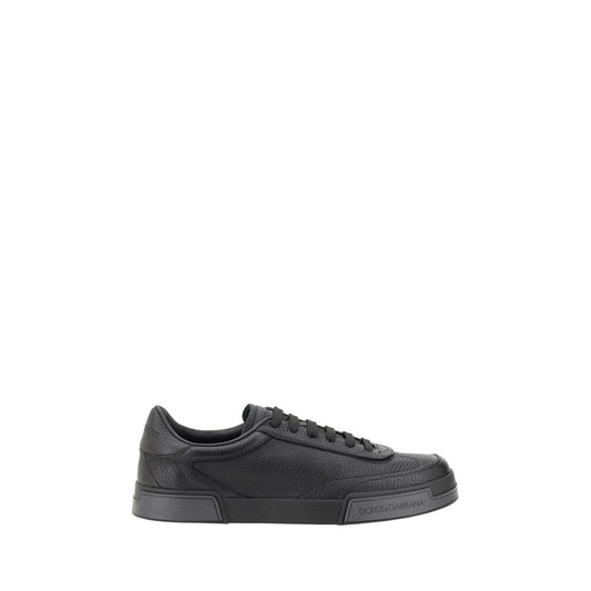 Dolce & Gabbana Black Calf Leather Bos Taurus Sneakers