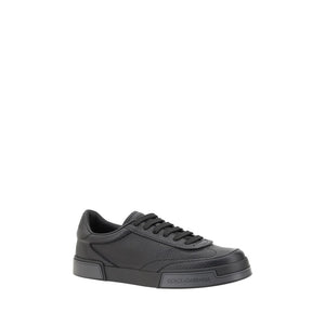 Dolce & Gabbana Black Calf Leather Bos Taurus Sneakers