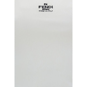 Fendi White Cotton Sleeveles T-Shirt