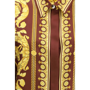 Versace Bordeaux Silk Pattern Shirt