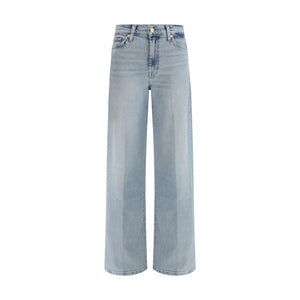7FOR Light Blue Cotton Relaxed Fit Jeans