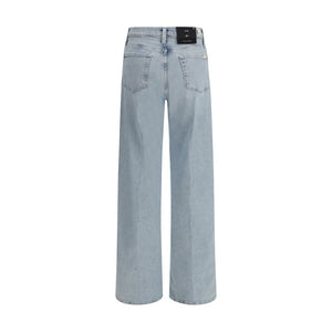 7FOR Light Blue Cotton Relaxed Fit Jeans
