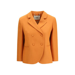 Fendi Orange Fleece Wool Coat