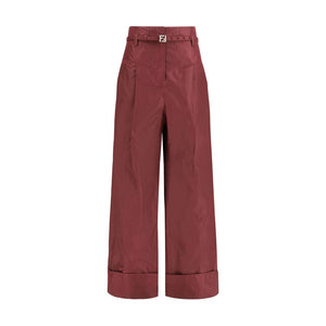 Fendi Bordeaux Silk Dress Pants