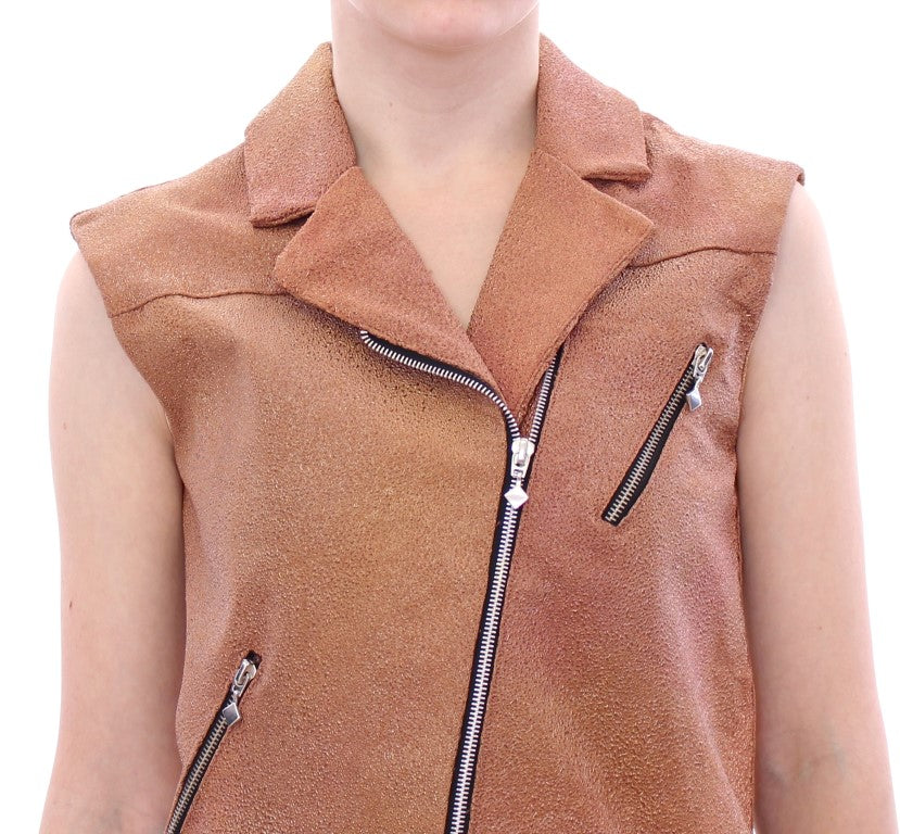 Brown Leather Jacket Vest