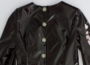 Black patent floral HANDPAINTED dress