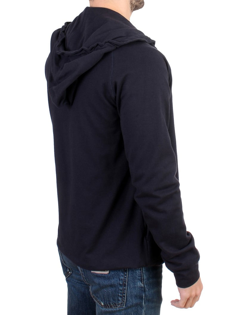 Blue hooded cotton sweater