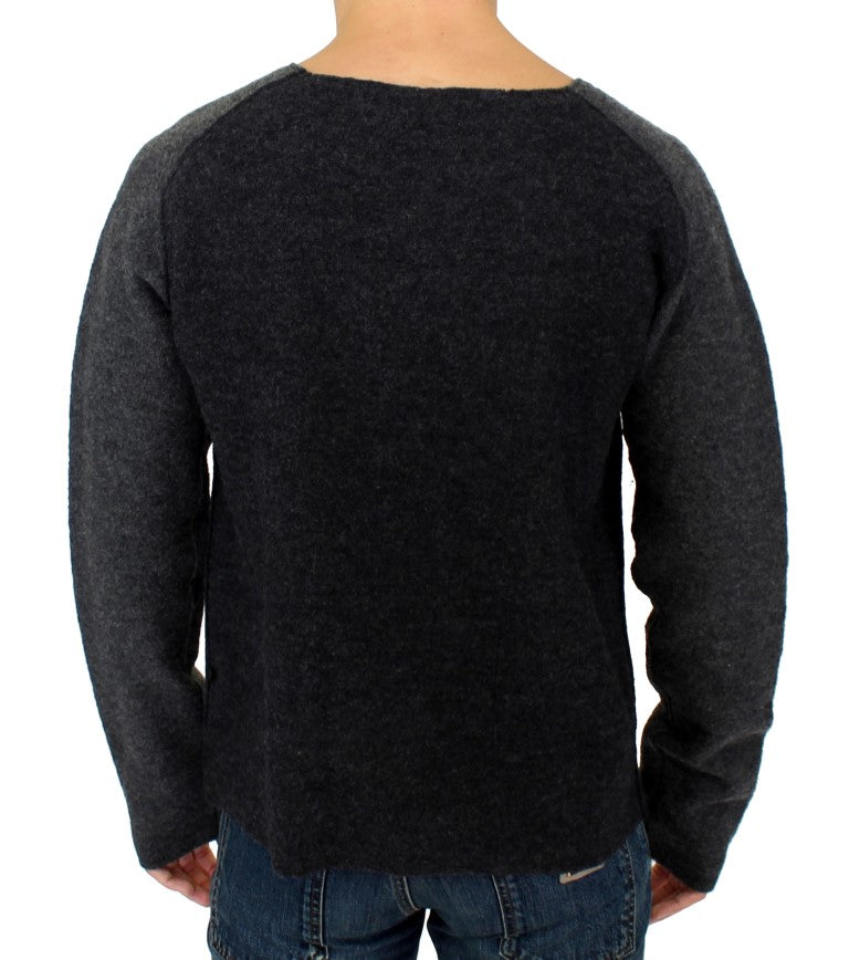 Gray wool crewneck sweater