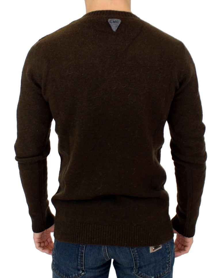 Brown striped crewneck sweater