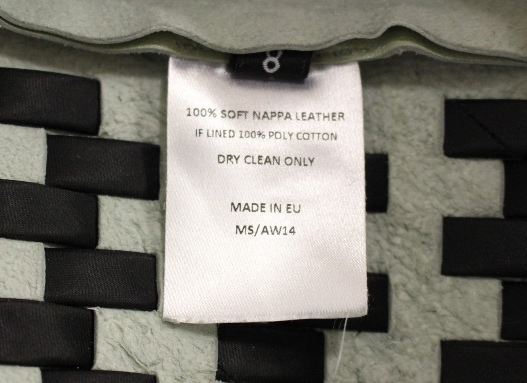 Green Black Nappa Leather Top Zipper Vest