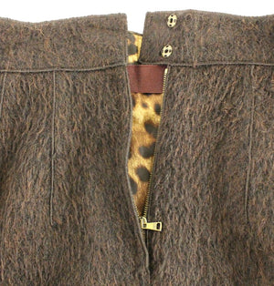 Brown Fur Above Knee Zipper Skirt