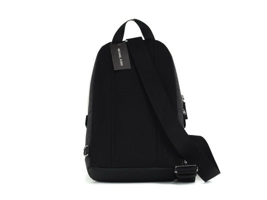 Cooper Medium Signature PVC Varsity Stripe Commuter Slingpack Crossbody Bag (Black Signature/Flame Red)