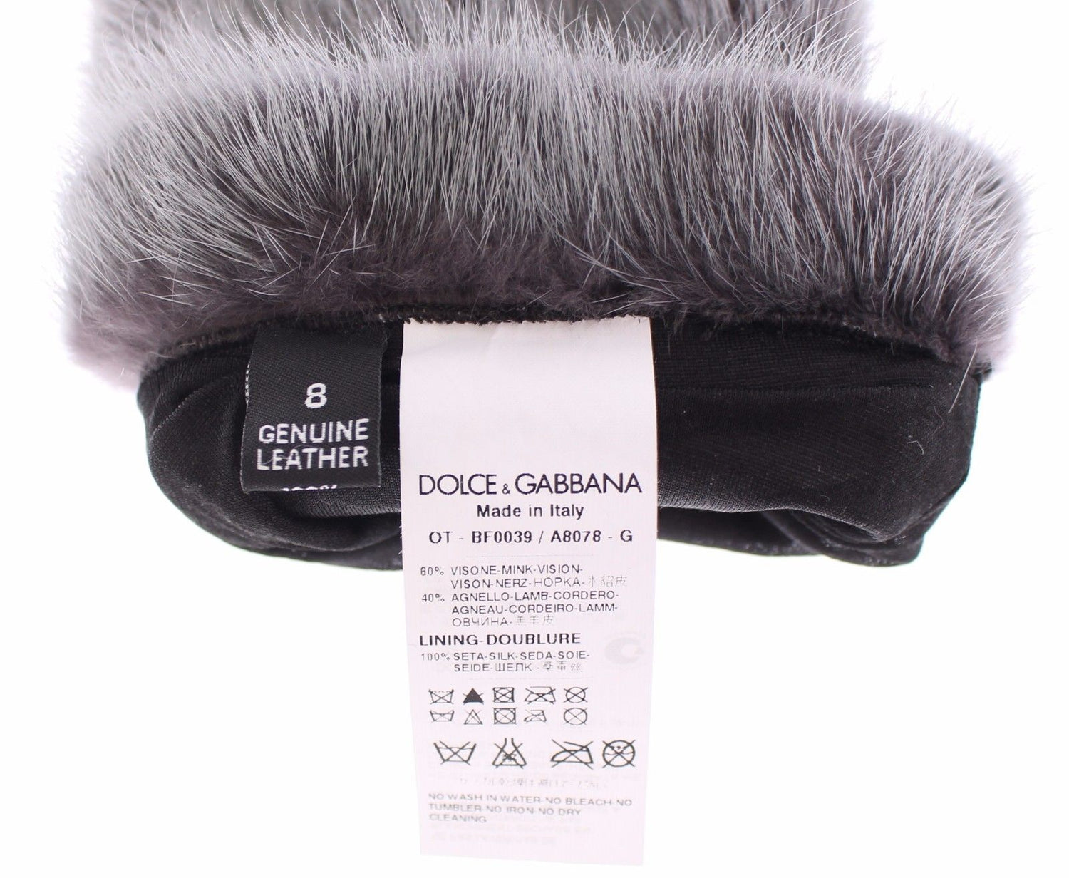 Gray Mink Fur Lambskin Suede Leather Gloves