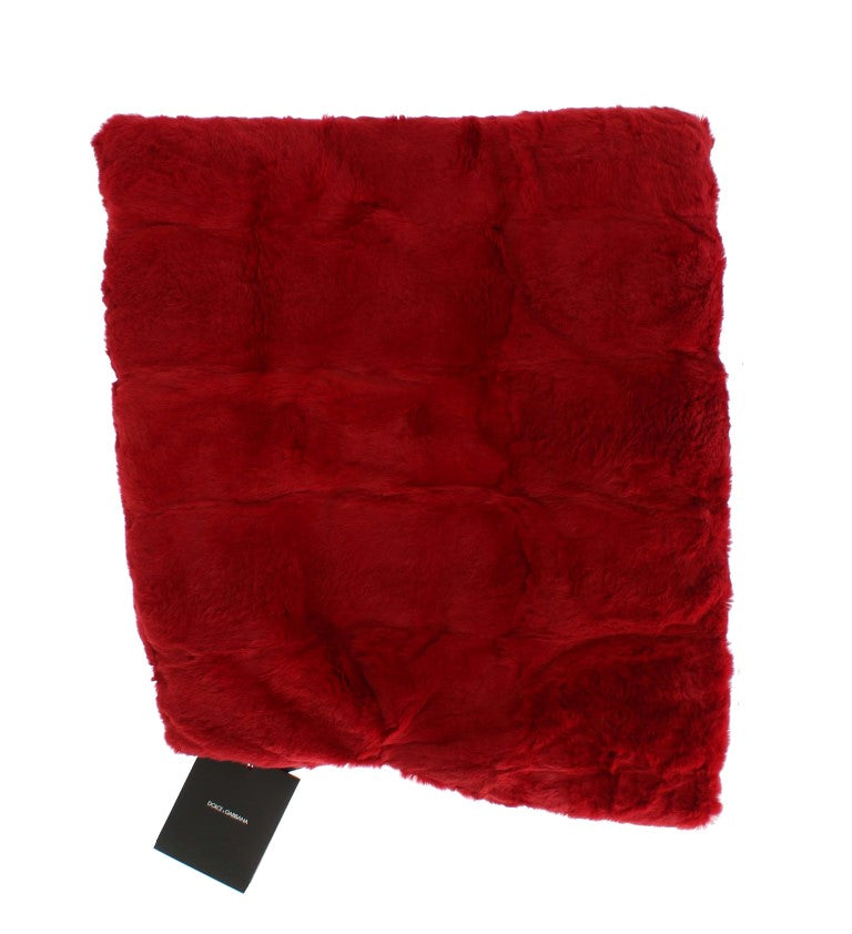 Red Weasel Fur Crochet Hood Scarf Hat