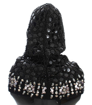 Black Crystal Sequin Hood Scarf Hat
