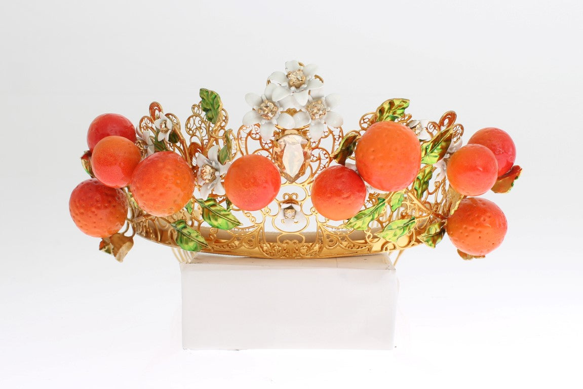 Multicolor Brass Crystal Sicily Orange Tiara