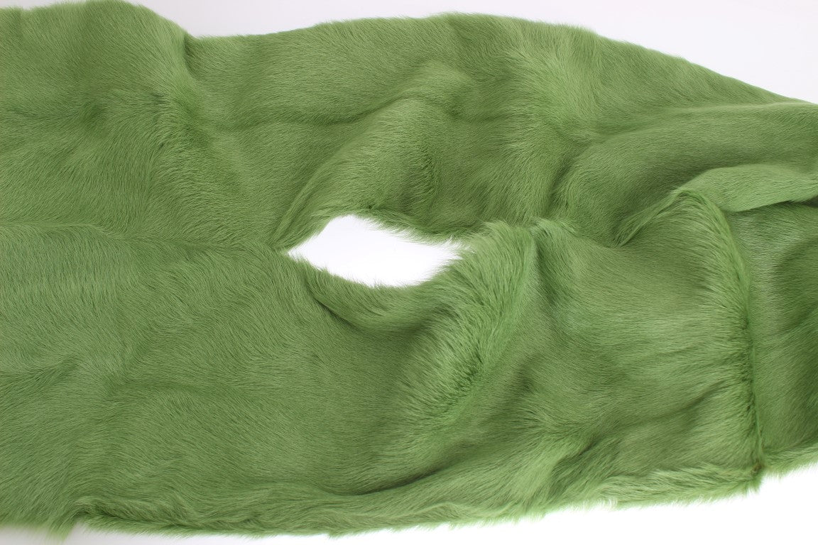 Green Goat Fur Long Scarf
