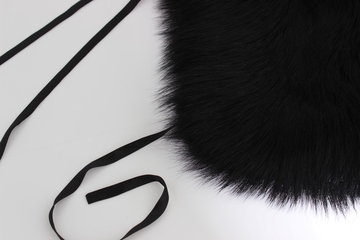 Black Fox Fur Shoulder Wrap Cover Collar Scarf
