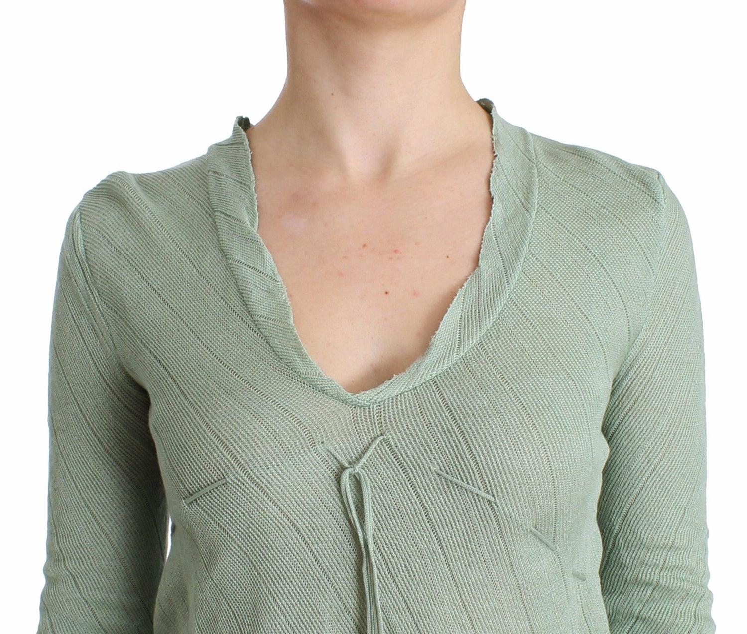 Green Lightweight Knit Sweater Top Blouse