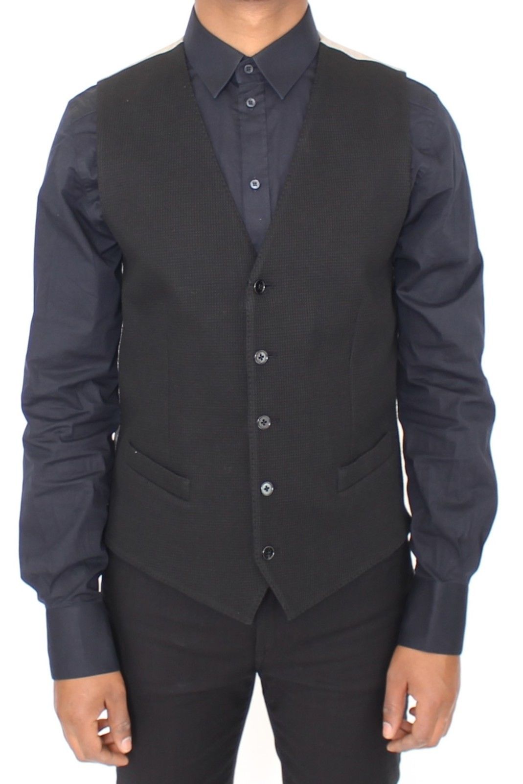 Black Cotton Dress Vest Blazer Jacket