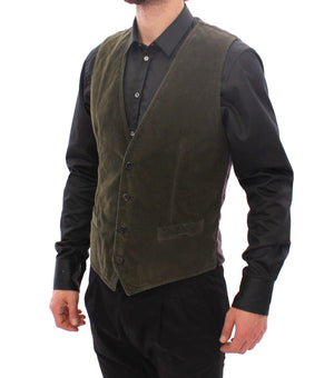 Green Corduroys Single Breasted Vest