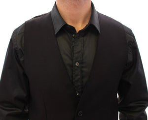 Black Wool Single Breasted Vest Gilet