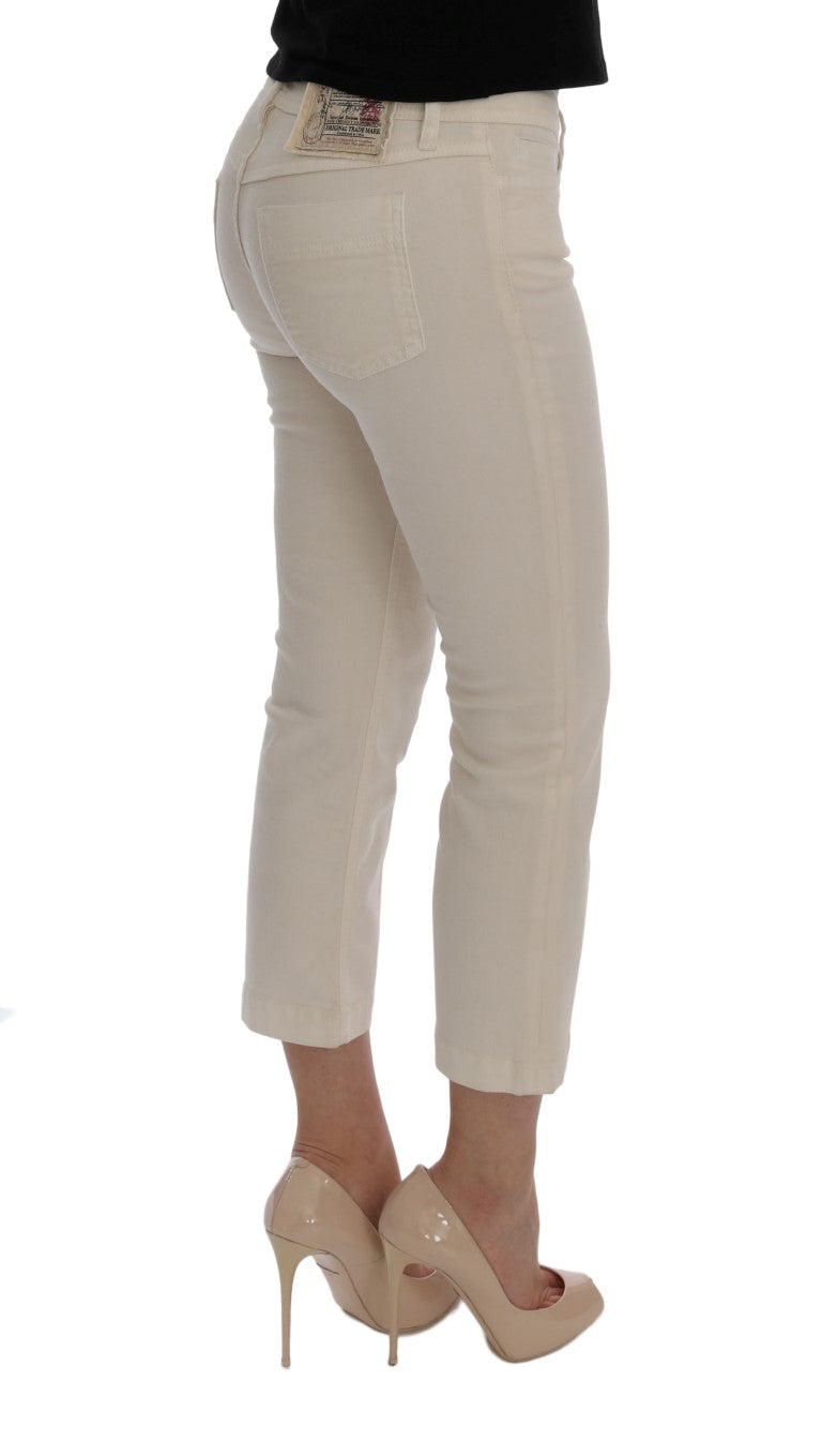 White Cotton GLAMOUR Capri Jeans