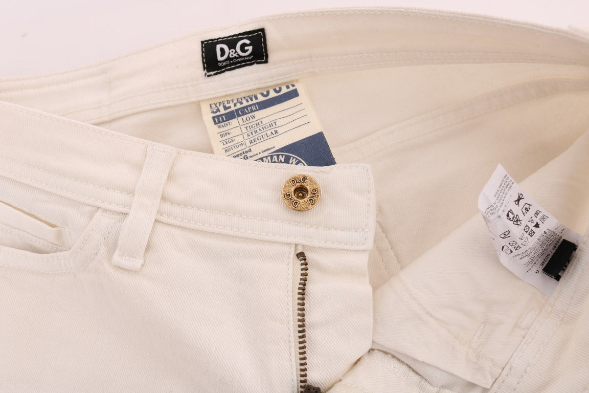 White Cotton GLAMOUR Capri Jeans