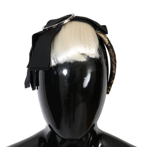 Black Crystal White Diadem Headband