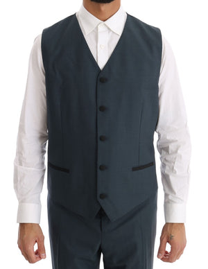 Blue Wool Double Breasted 3 Piece Suit