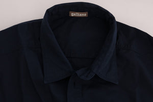 Blue Casual Cotton Long Sleeve Shirt