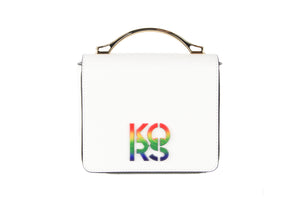 Pride Small Smooth Leather Rainbow Kors Convertible Shoulder Bag Crossbody Handbag (Optic White)