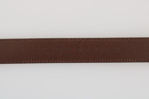 Brown Leather Gray Oval Buckle Belt