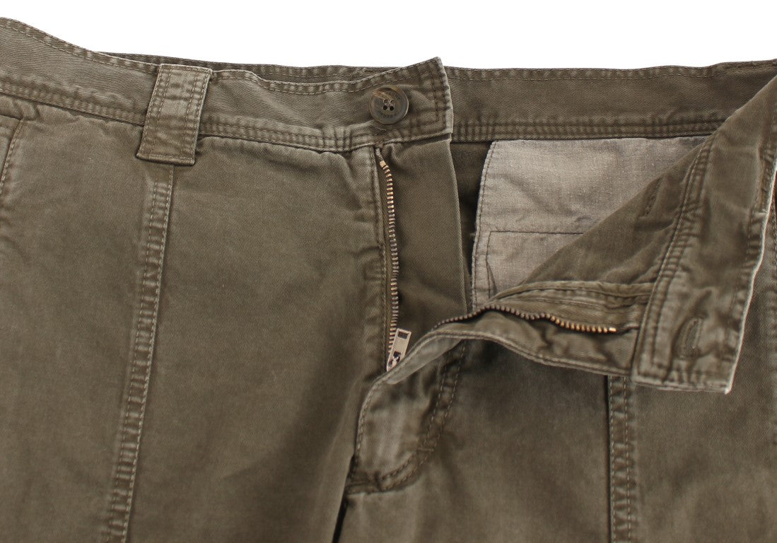 Green Cotton Straight Fit Chinos Pants