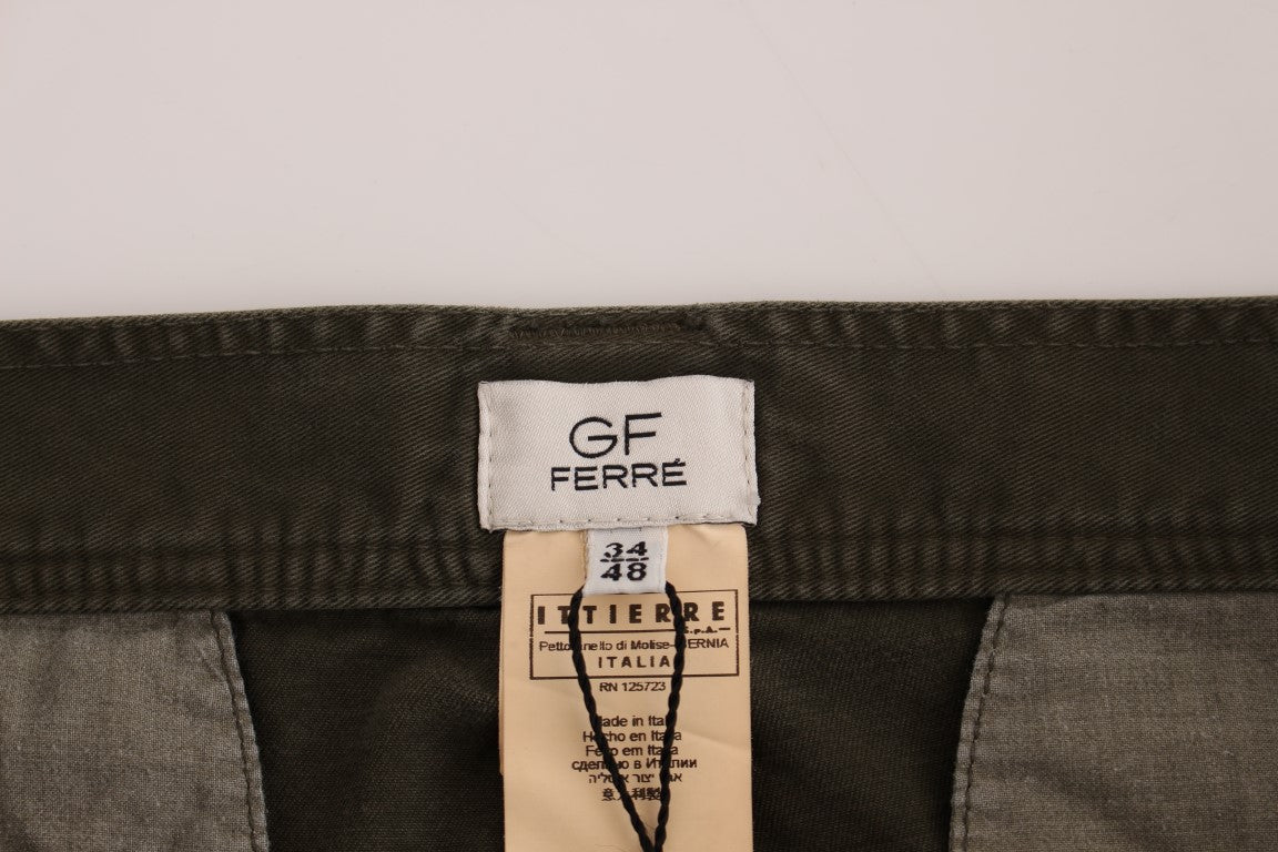 Green Cotton Straight Fit Chinos Pants