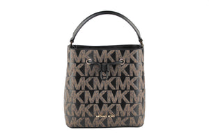 Suri Medium Leather Bucket Messenger Drawstring Hobo Handbag (Black Multi)