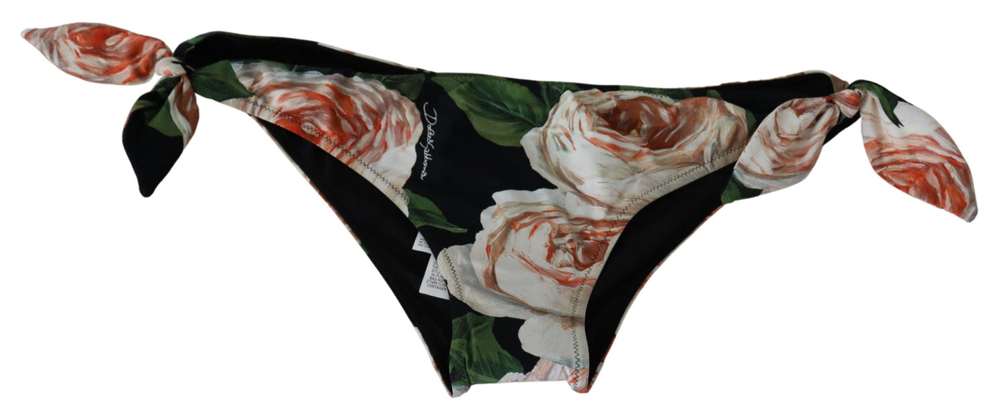 Black Roses Print Swimwear Beachwear Bikini Bottom