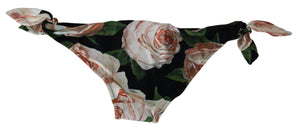 Black Roses Print Swimwear Beachwear Bikini Bottom