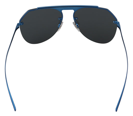 Blue Metal Blue Lenses Pilot Aviator Sunglasses
