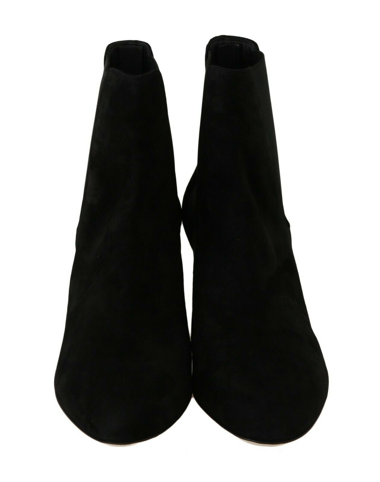 Black Suede Chelsea Heels Boots Shoes