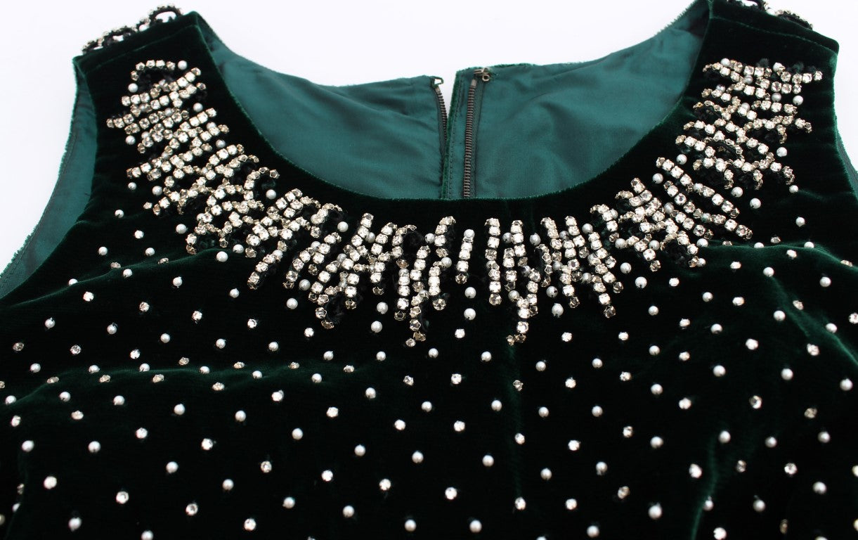 Green Velvet Crystal Long Maxi Dress