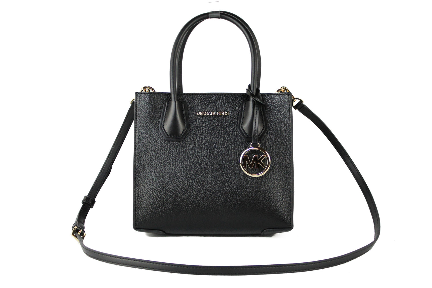 Mercer Medium Leather Messenger Crossbody Handbag (Black Solid)
