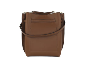 Emilia Small Pebbled Leather Bucket Bag Messenger Handbag (Luggage)