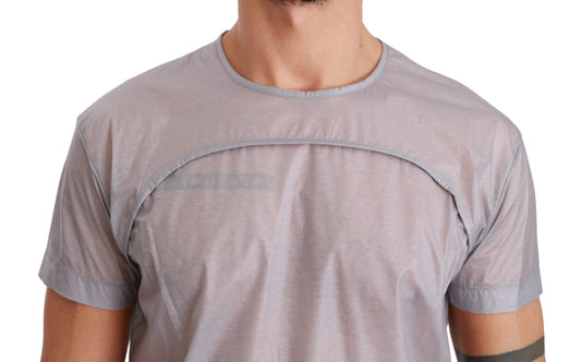 Gray See Through Roundneck Mens T-Shirt