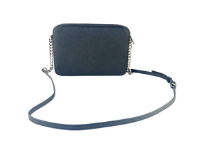 Jet Set Large East West Saffiano Leather Crossbody Bag Handbag (Black Solid/Silver Hardware)
