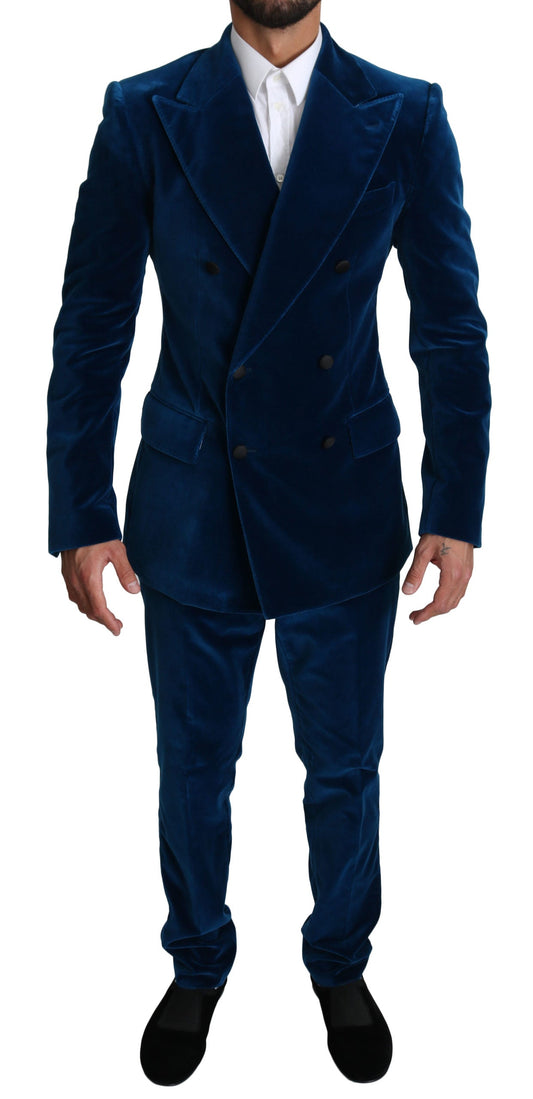 Blue Velvet Double Breasted 2 Piece Suit