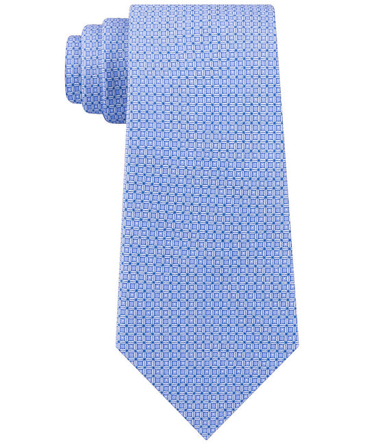 Men's Blue Small Geometric Cube Skinny Neck Tie