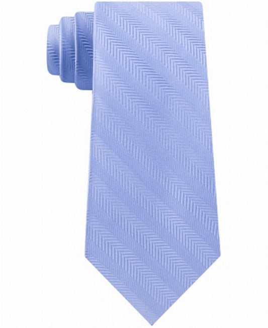 Men's Blue Textured Village Striped Skinny Neck Tie